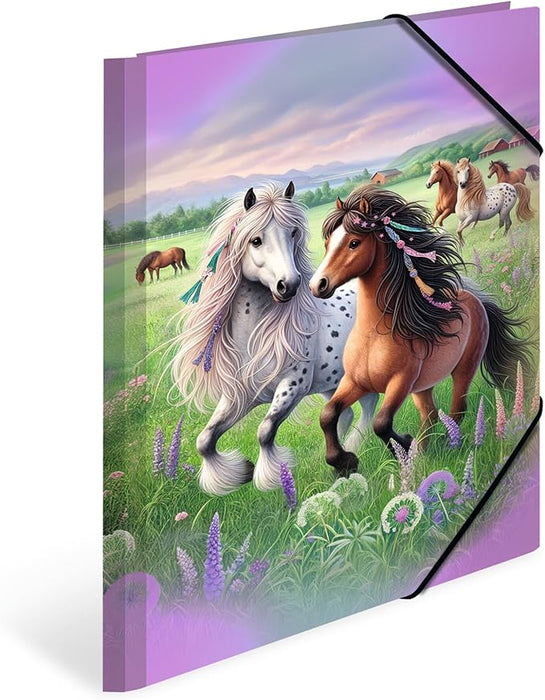 20117 Motif Series Elasticated Folder A4 Horse World