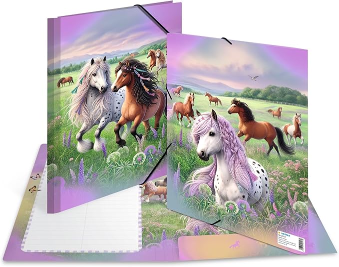 20117 Motif Series Elasticated Folder A4 Horse World