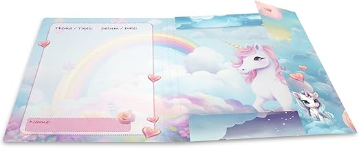 20137 Motif Series Elasticated Folder A4 Happy Unicorns