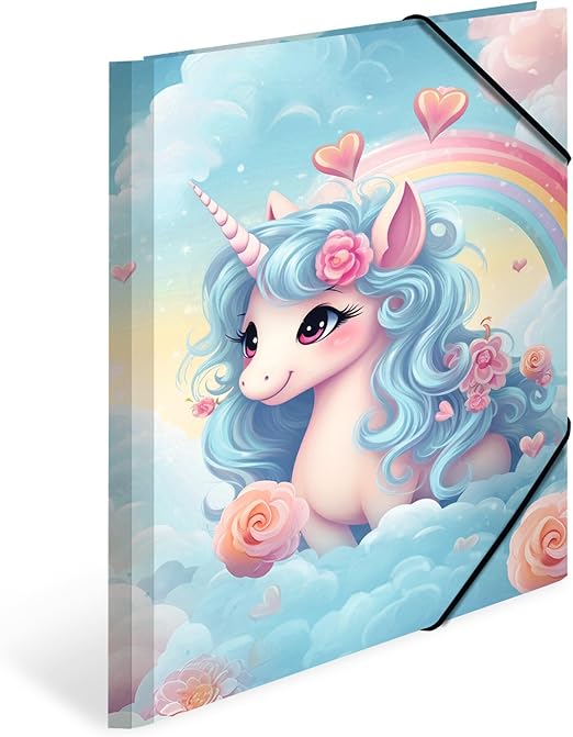 20137 Motif Series Elasticated Folder A4 Happy Unicorns