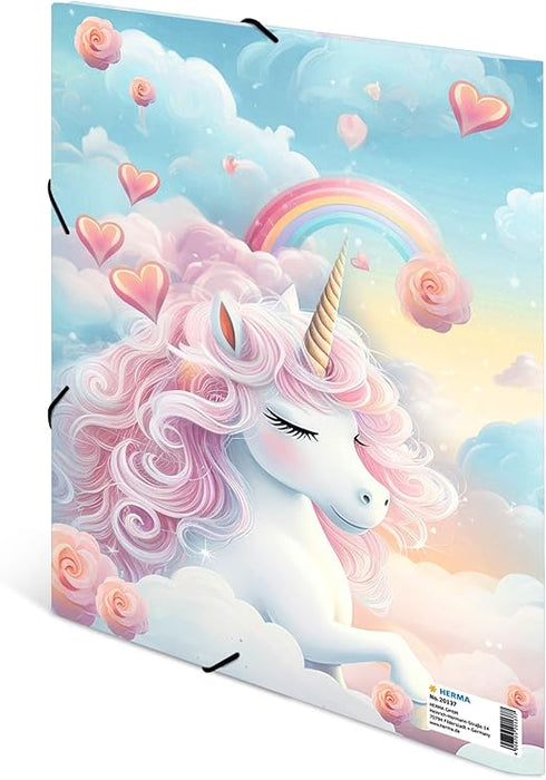 20137 Motif Series Elasticated Folder A4 Happy Unicorns