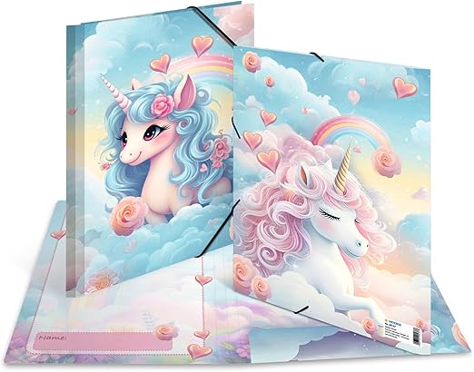 20137 Motif Series Elasticated Folder A4 Happy Unicorns