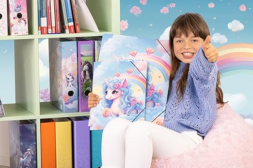 20137 Motif Series Elasticated Folder A4 Happy Unicorns
