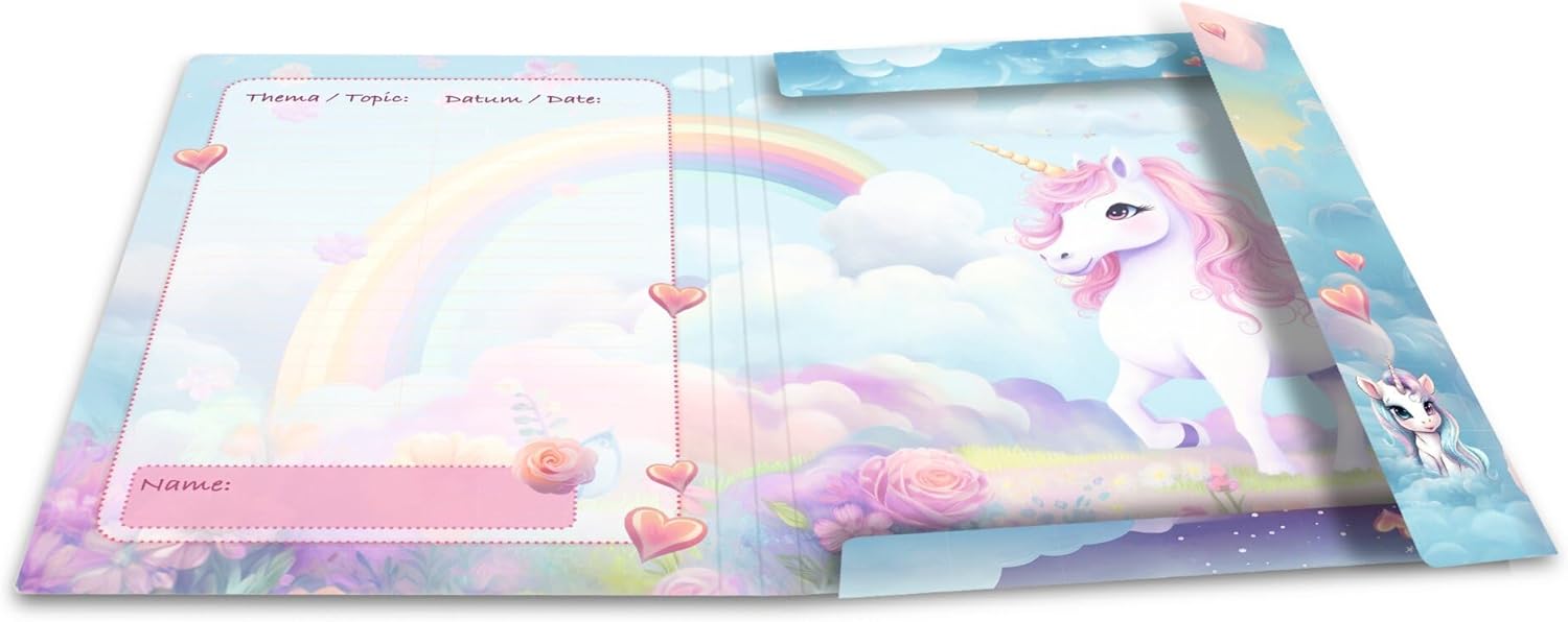 20138 Motif Series Elasticated Folder A3 Happy Unicorns