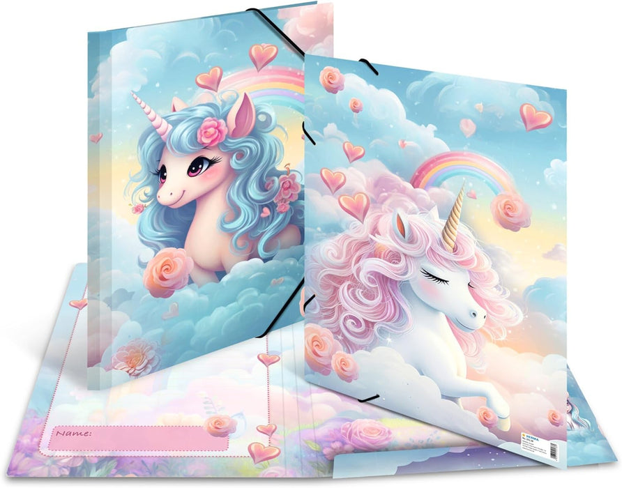 20138 Motif Series Elasticated Folder A3 Happy Unicorns
