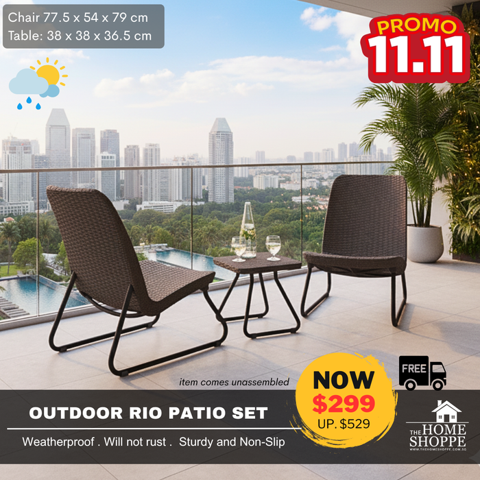 Rio Outdoor Balcony Patio Sofa Set Brown (Free Delivery)