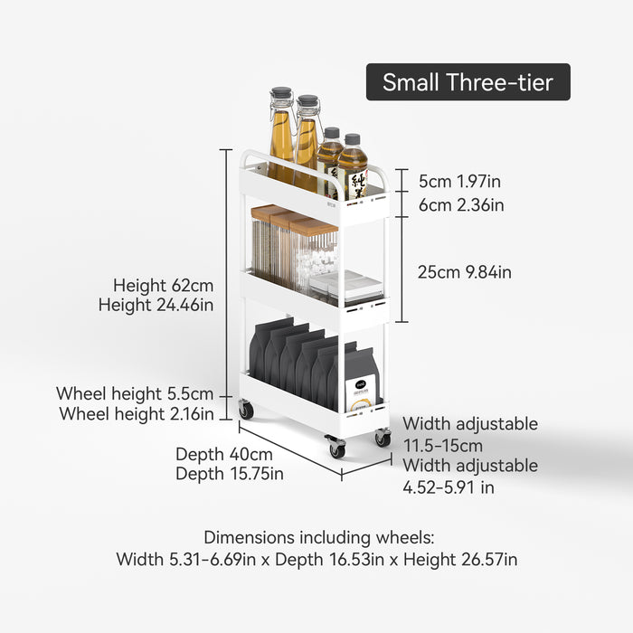 Slim Adjustable Kitchen Storage Trolley Rack