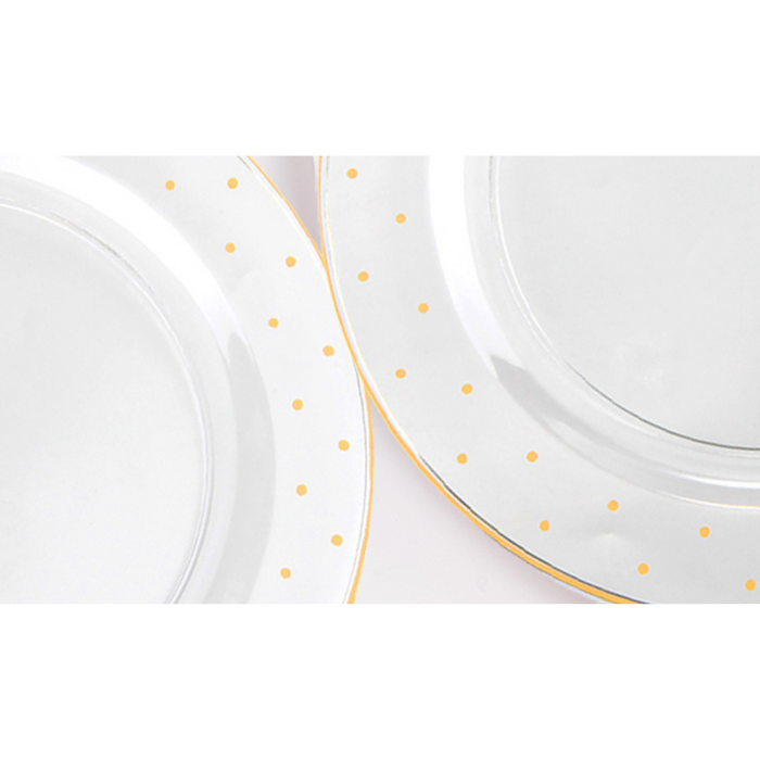 Fancy: 50pcs Gold Dot Disposable Party Tableware Set 10pax