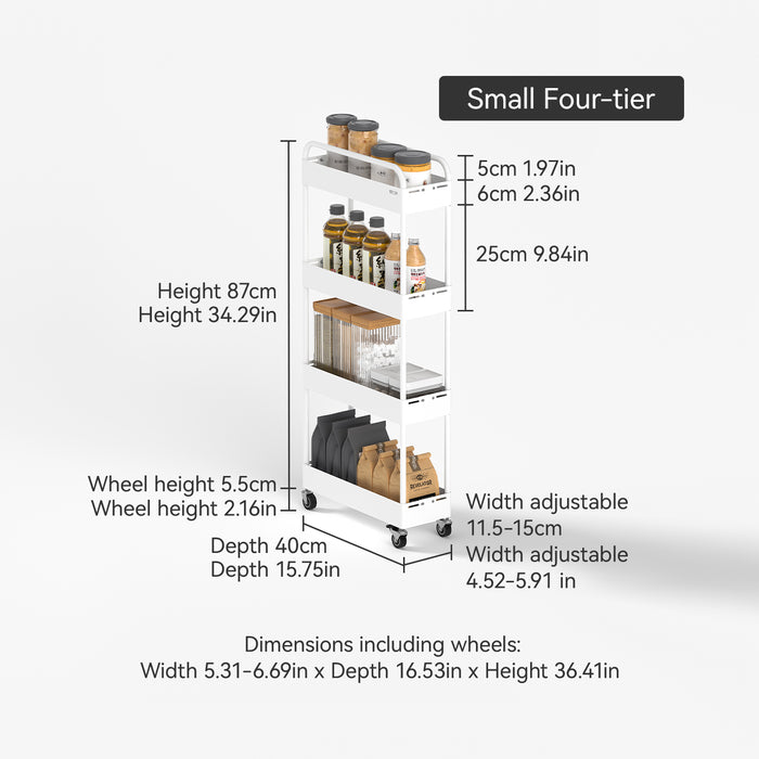 Slim Adjustable Kitchen Storage Trolley Rack