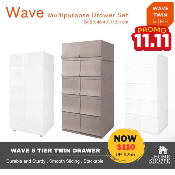 Wave 5 Tier Twin Drawer Set