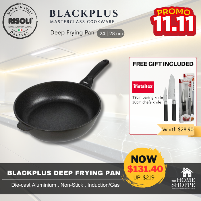 Blackplus Deep Frying Pan Induction Black Handle + FREE GIFT