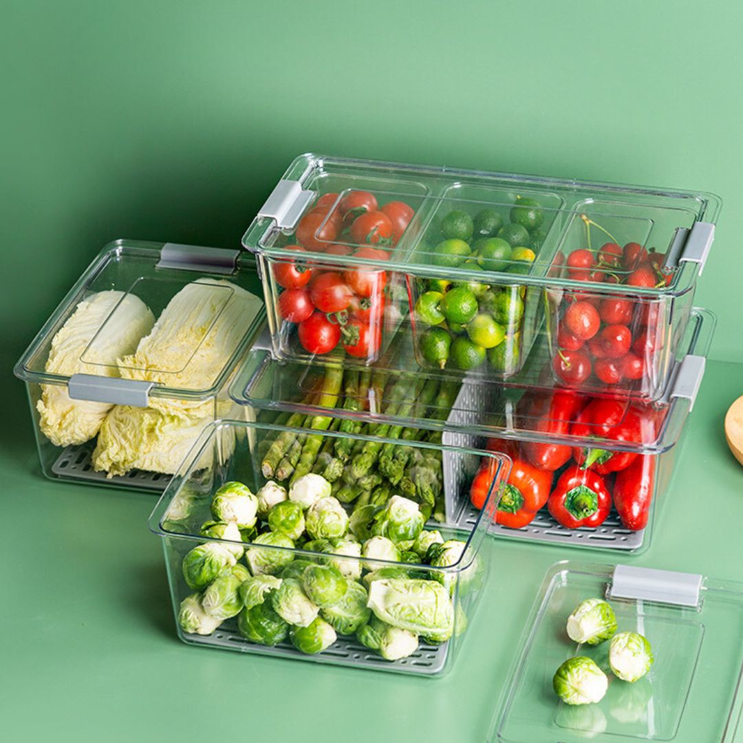 TerraFresh Fresh Keeper Food Storage Box With lid and divider Fridge ...