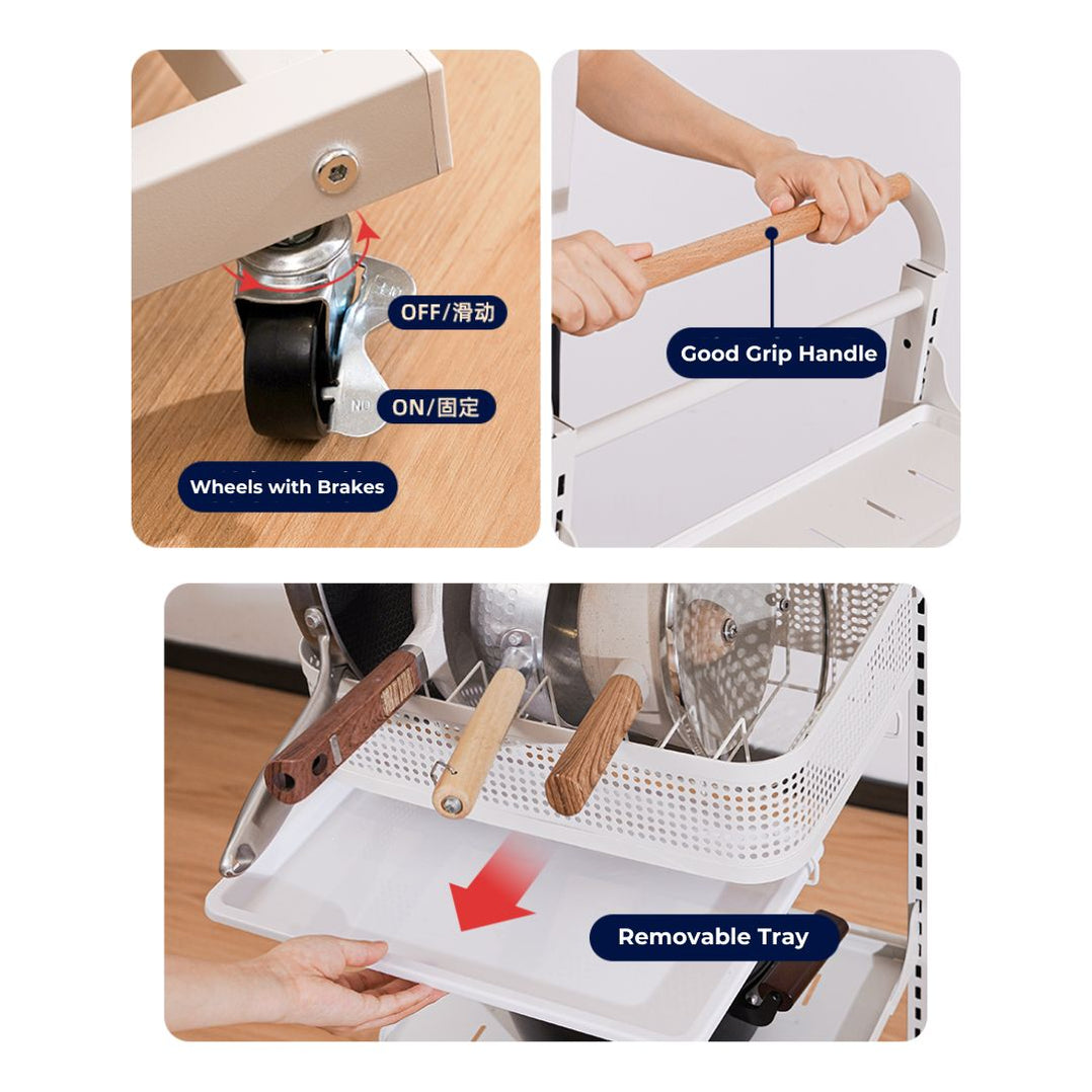 Floor Standing Kitchen Trolley Adjustable Pots Rack 5 Tier — The Home ...
