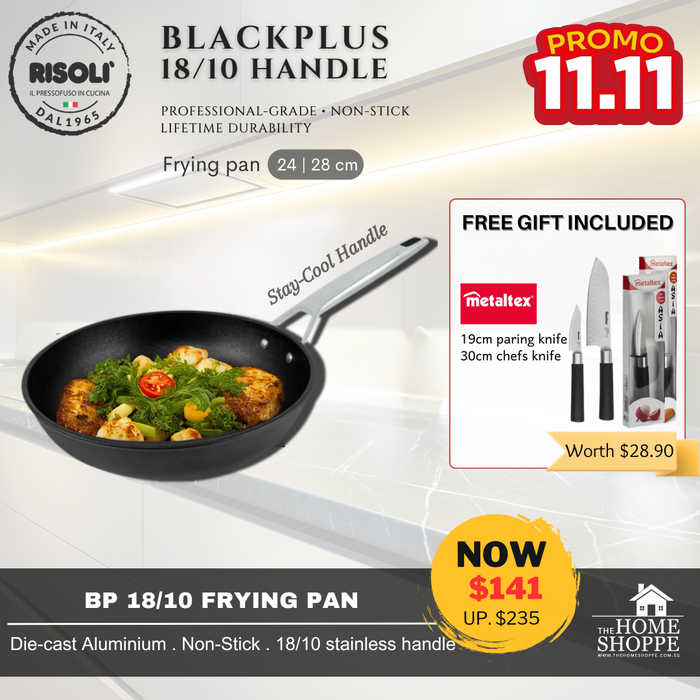 Blackplus Frying Pan 18/10 Induction Steel Handle + FREE GIFT