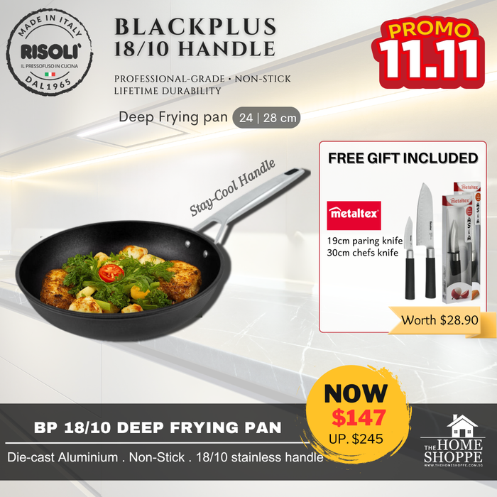 Blackplus Deep Frying Pan 18/10 Induction Steel Handle + FREE GIFT