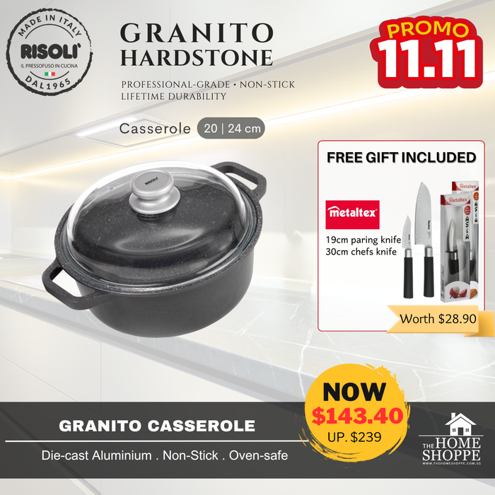 Granito Hardstone Casserole Premium Induction with Lid + FREE GIFT