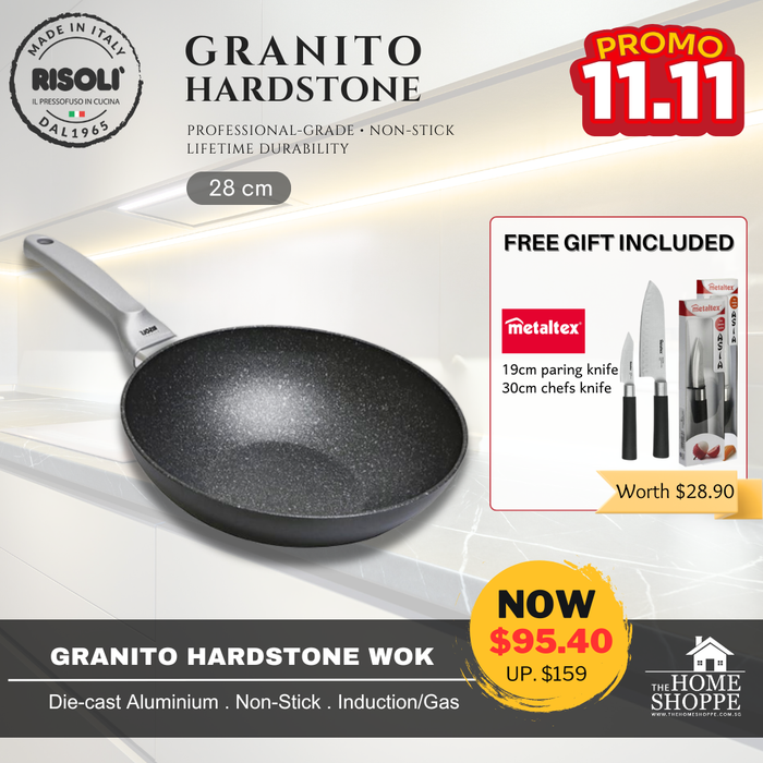 Granito Hardstone Wok 28cm Premium Induction + FREE GIFT