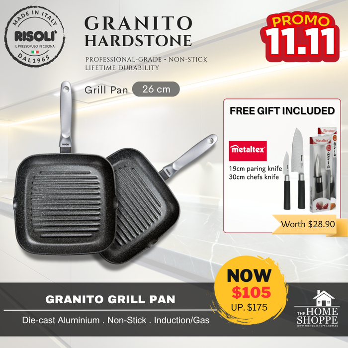 Granito Hardstone Grill Pan 26cm Premium Induction + FREE GIFT