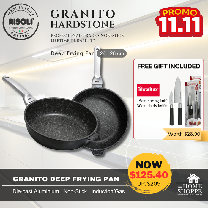 Granito Hardstone Deep Frying Pan Premium Induction + FREE GIFT