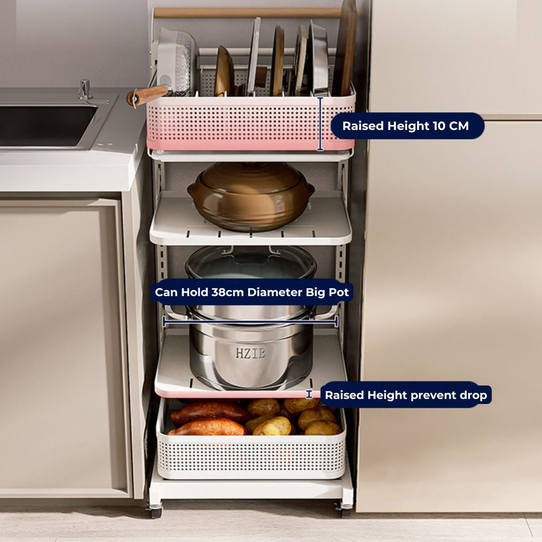 Floor Standing Kitchen Trolley Adjustable Pots Rack 5 Tier — The Home ...