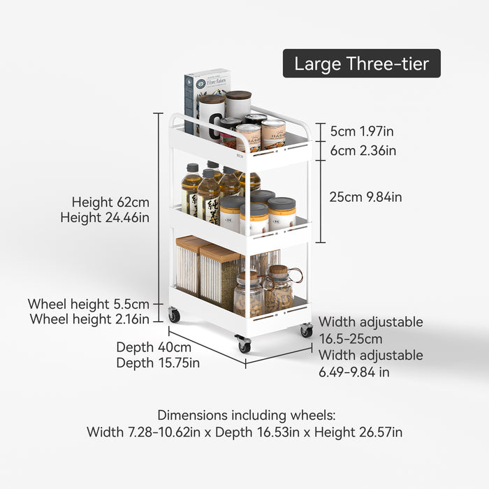 Wide Adjustable Kitchen Storage Trolley Rack