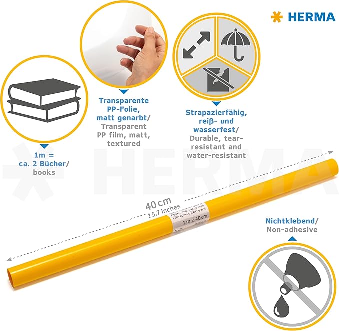HERMA Book Cover Film 2M Yellow 7361