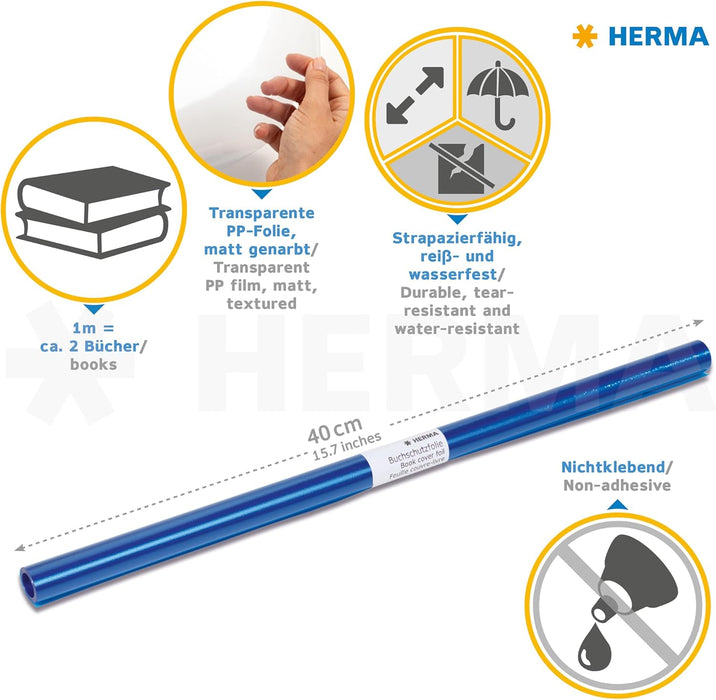 HERMA Book Cover Film 2M Blue 7363