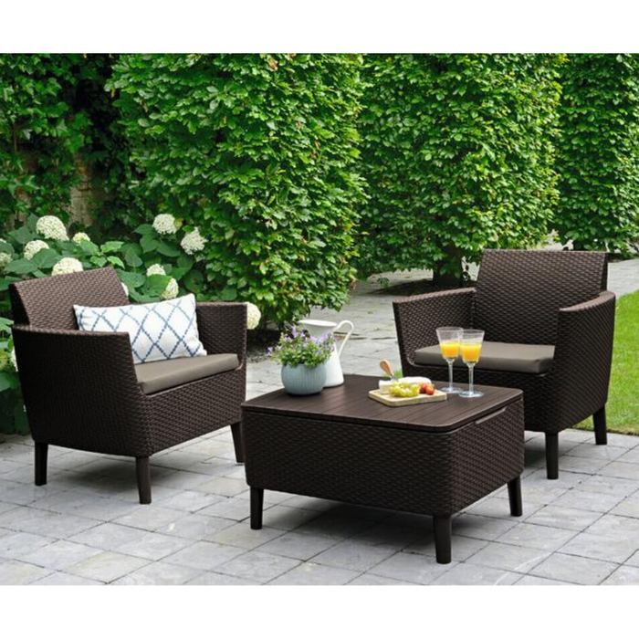 Salemo Outdoor Balcony Set Brown + Cushion