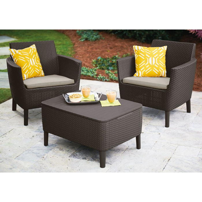 Salemo Outdoor Balcony Set Brown + Cushion