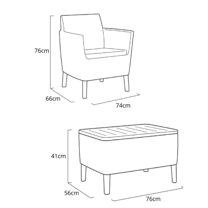 Salemo Outdoor Balcony Set Brown + Cushion