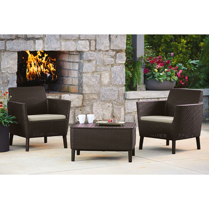 Salemo Outdoor Balcony Set Brown + Cushion