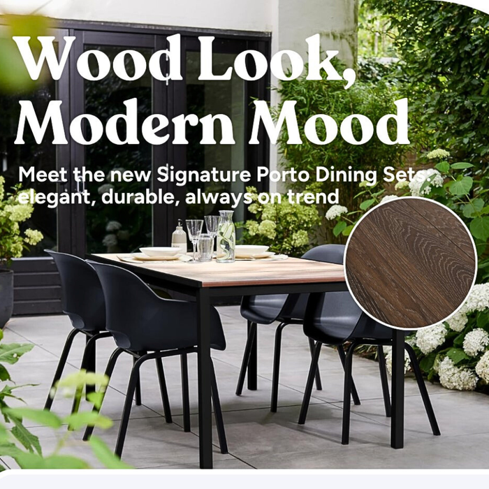 Porto Table Outdoor Dining set with 4 Tisara Chair Graphite