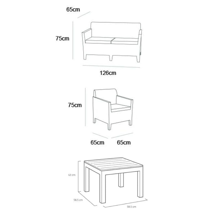 Orlando 4 Seater Sofa Set Graphite