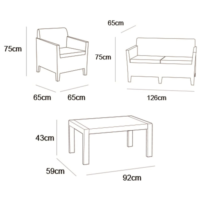 Chicago Outdoor Sofa 4 PC set Graphite