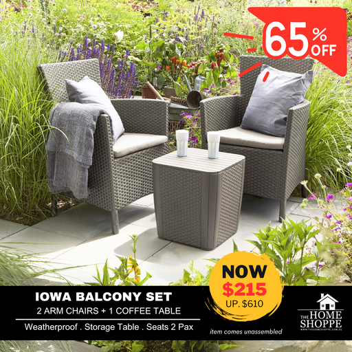 Allibert Iowa Arm Chair Outdoor Garden with cushion Waterproof Singapore The Home Shoppe