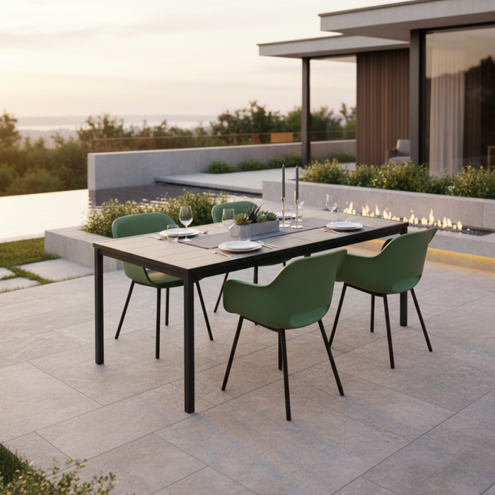 Porto Table Outdoor Dining set with 4 Noa Chair Green