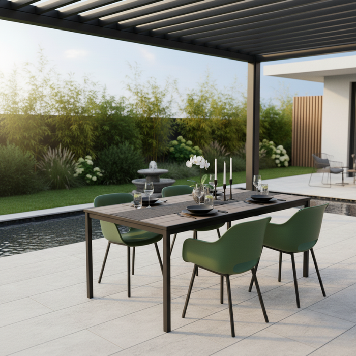 Porto Table Outdoor Dining set with 4 Noa Chair Green