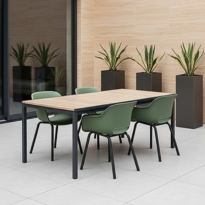 Porto Table Outdoor Dining set with 4 Noa Chair Green