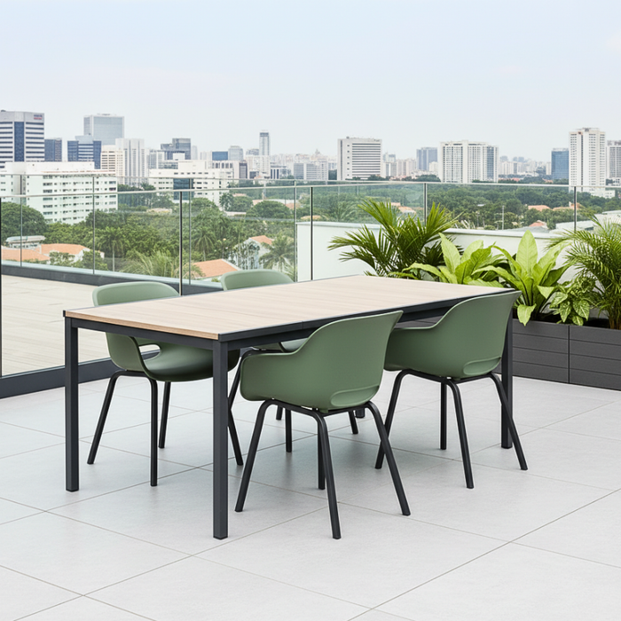 Porto Table Outdoor Dining set with 4 Noa Chair Green