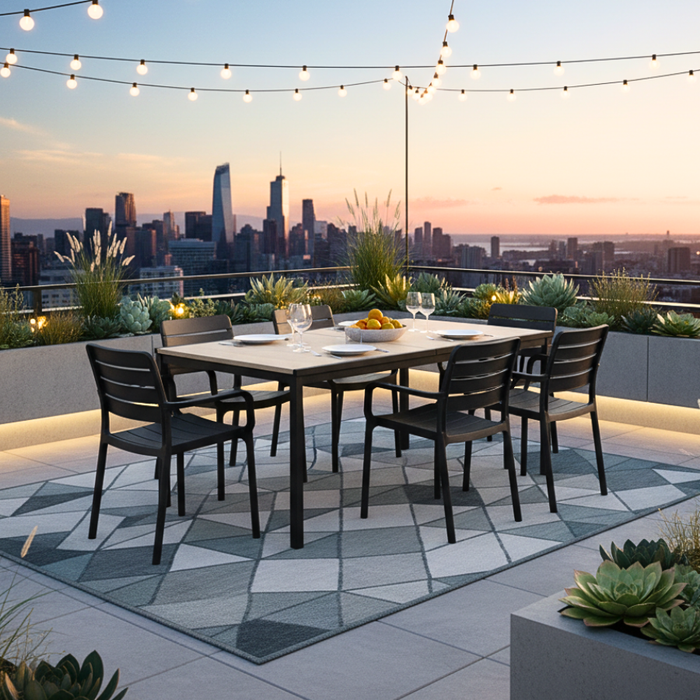 Porto Table Outdoor Dining set with 4 Tisara Chair Graphite