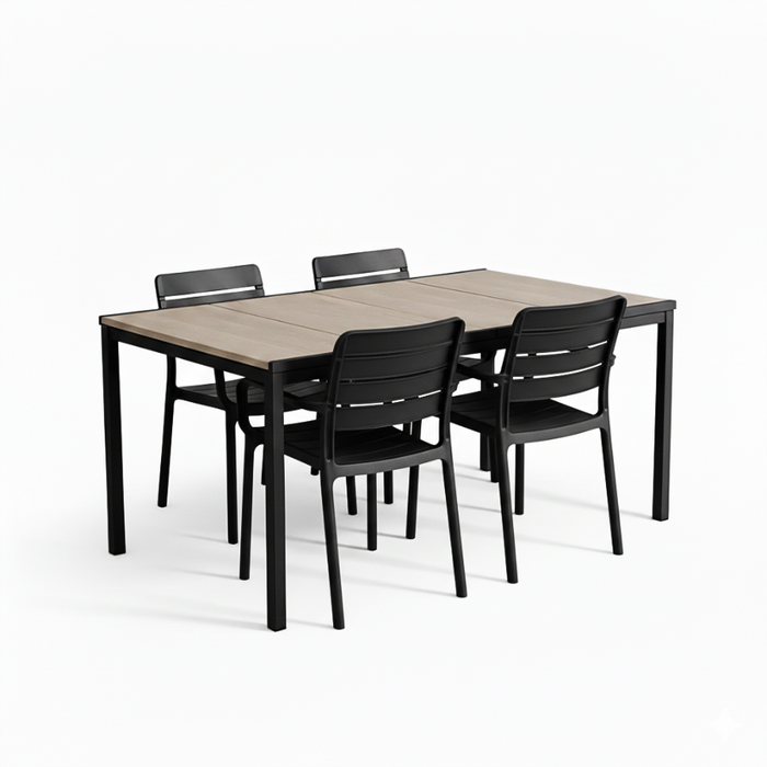 Porto Table Outdoor Dining set with 4 Tisara Chair Graphite