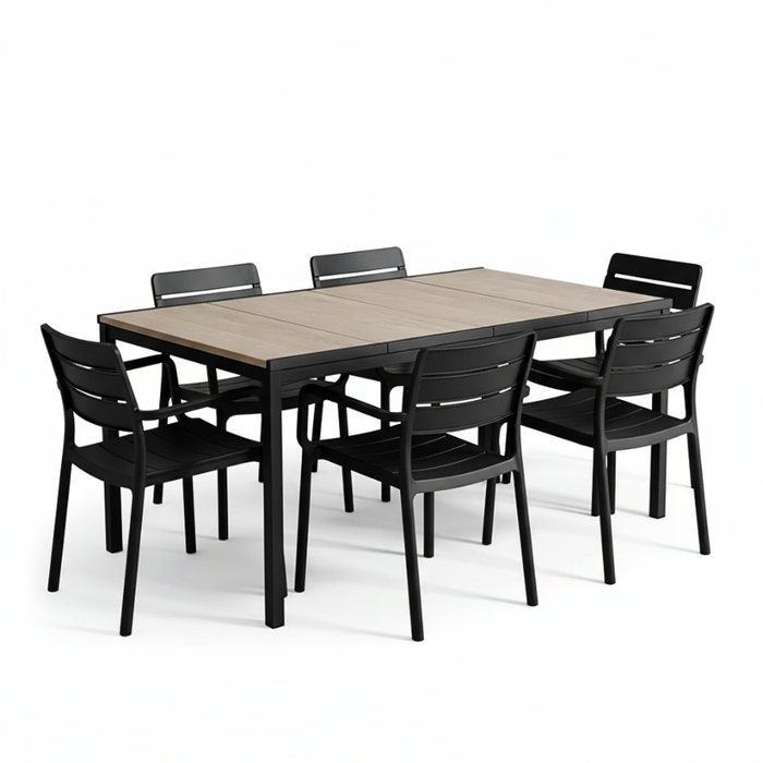 Porto Table Outdoor Dining set with 4 Tisara Chair Graphite