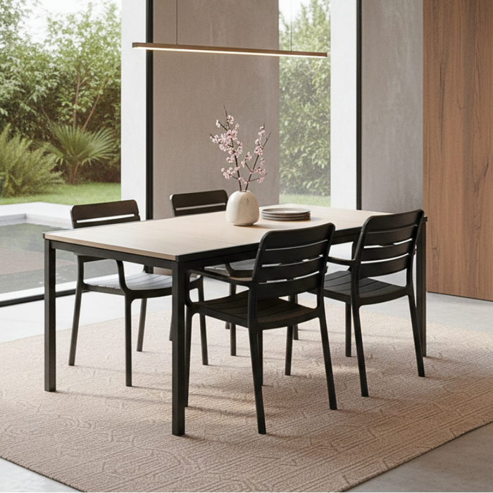 Porto Table Outdoor Dining set with 4 Tisara Chair Graphite