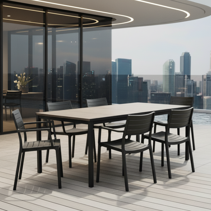 Porto Table Outdoor Dining set with 4 Tisara Chair Graphite