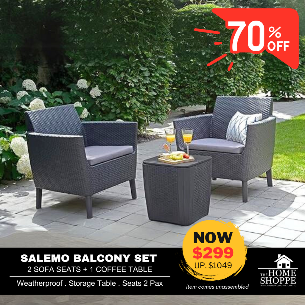 Salemo Balcony Outdoor Sofa Set with Luzon Table Graphite