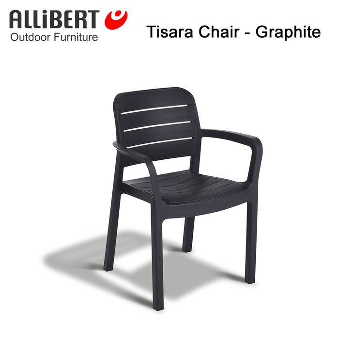 Quartet Outdoor Dining Table + 4 Tisara Chair Graphite