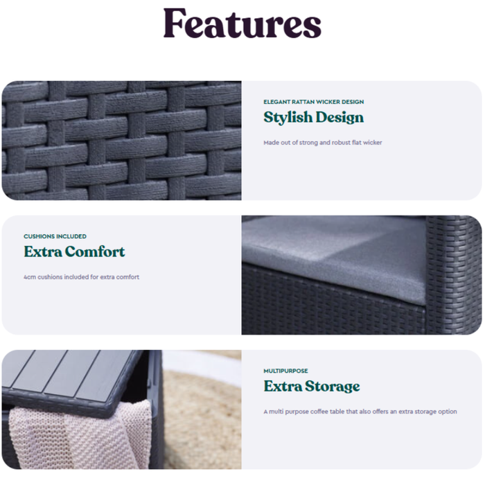 Miami Balcony Sofa Set Graphite