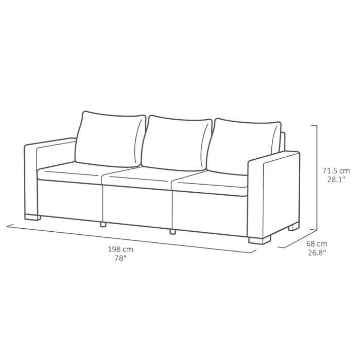 Moorea 3 Seater Outdoor Sofa Graphite