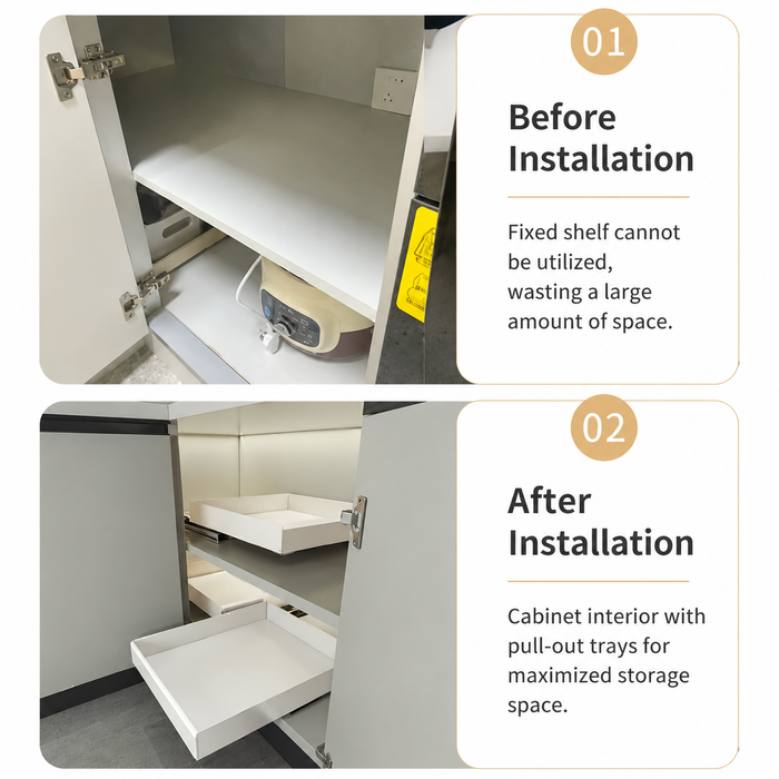 Corner L Shape Pull It Extendable Kitchen Cabinet Organiser Drawer White