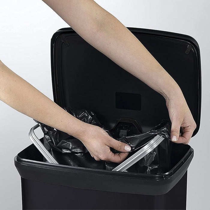 Deco Pedal Bin Rectangle 50L Black